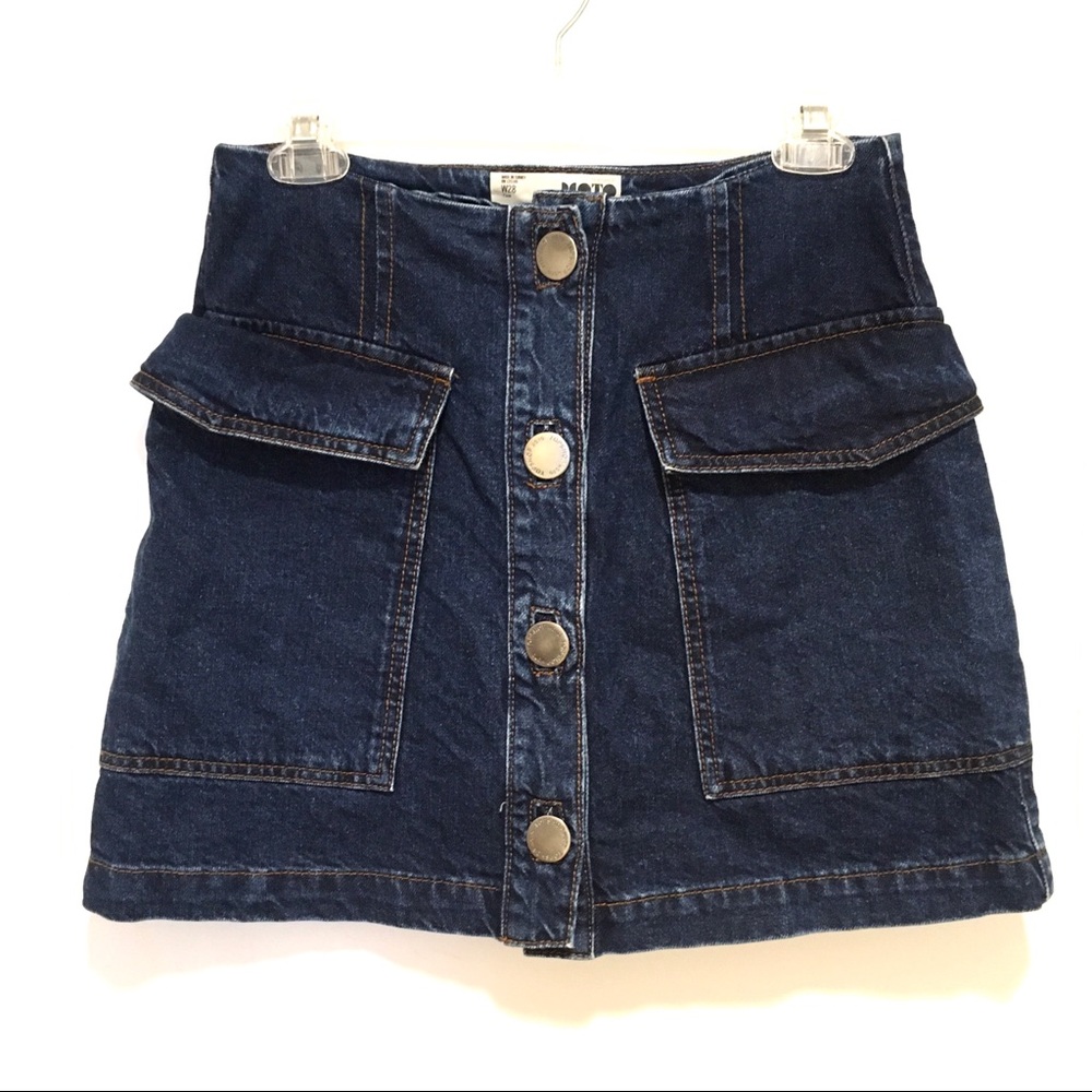⭐️ Topshop Moto Button Front Cargo Denim Mini Skirt 6 - Picture 2 of 7